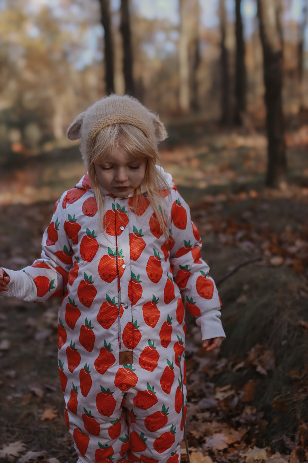 Winter Jumpsuit with Teddy Lining for Babies and Kids - Strawberries